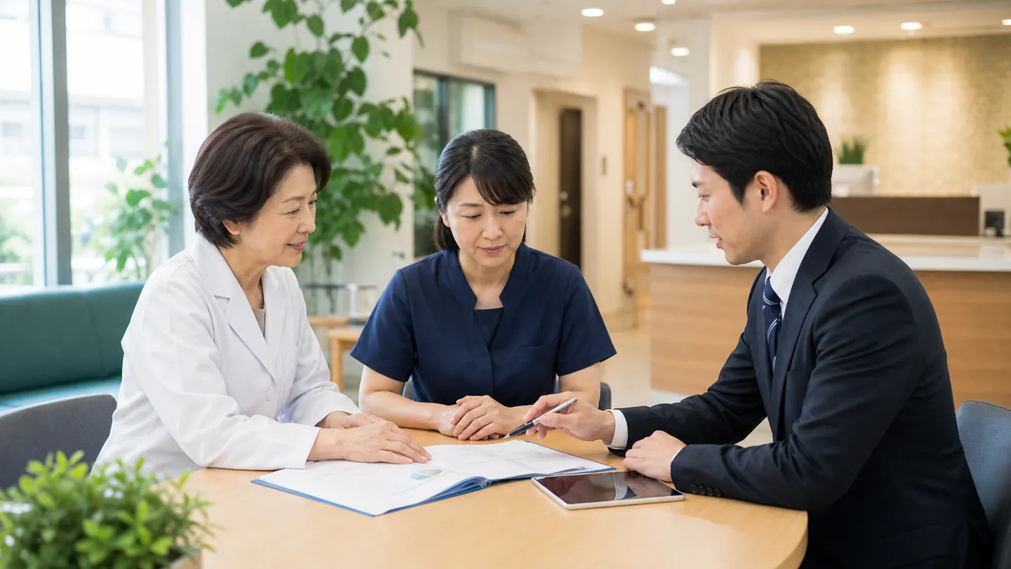 神奈川の医療介護事業者がM&A専門家と事業承継を相談している様子