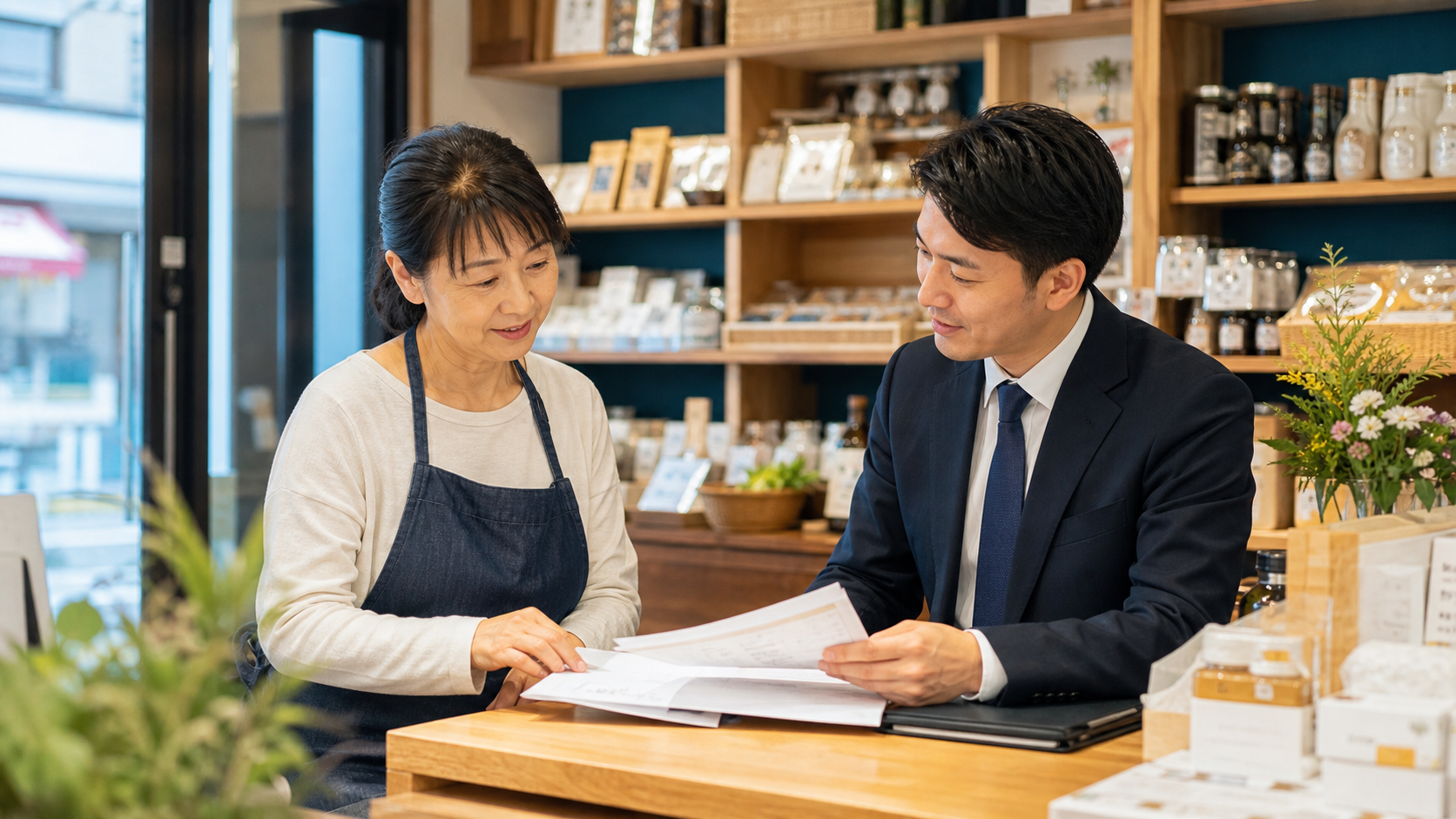 神奈川の店舗オーナーがM&A専門家と会社売却を相談している様子